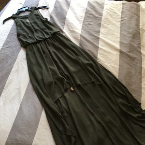 macy’s green high low dress
